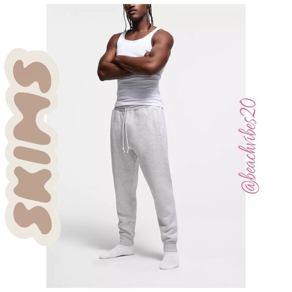 SKIMS Men's Fleece Lounge Tapered Jogger Light Heather Grey Medium NWT - Picture 8 of 11